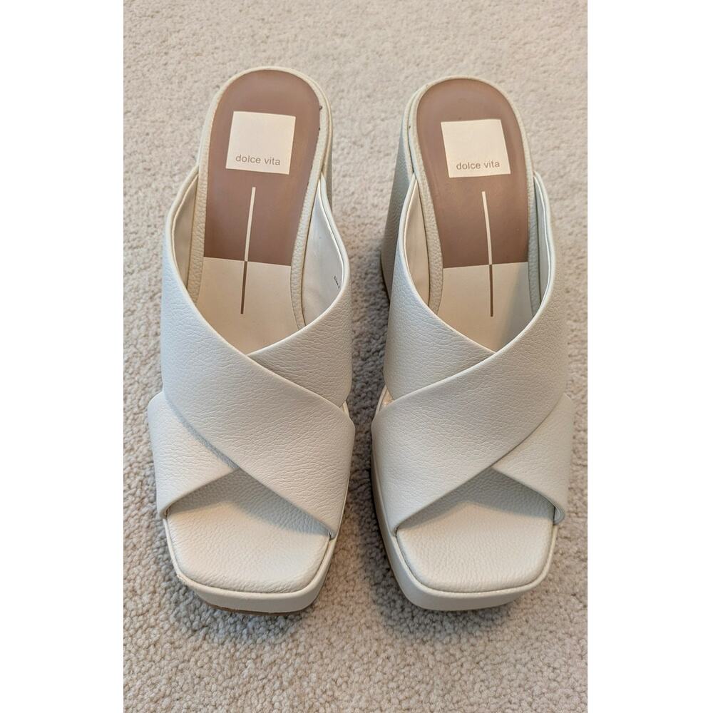 Dolce Vita "Wonder" Ivory Leather Platform Mules